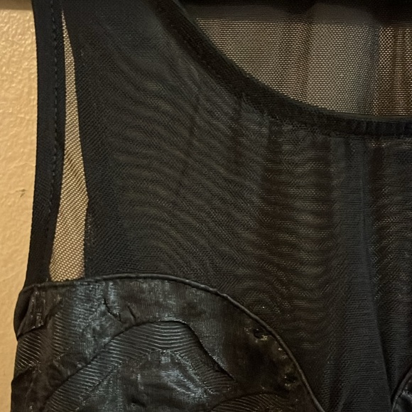 NWT Foreign Exchange Black Mesh Cut Out Embossed Textured Body Con Dress S - Picture 3 of 13